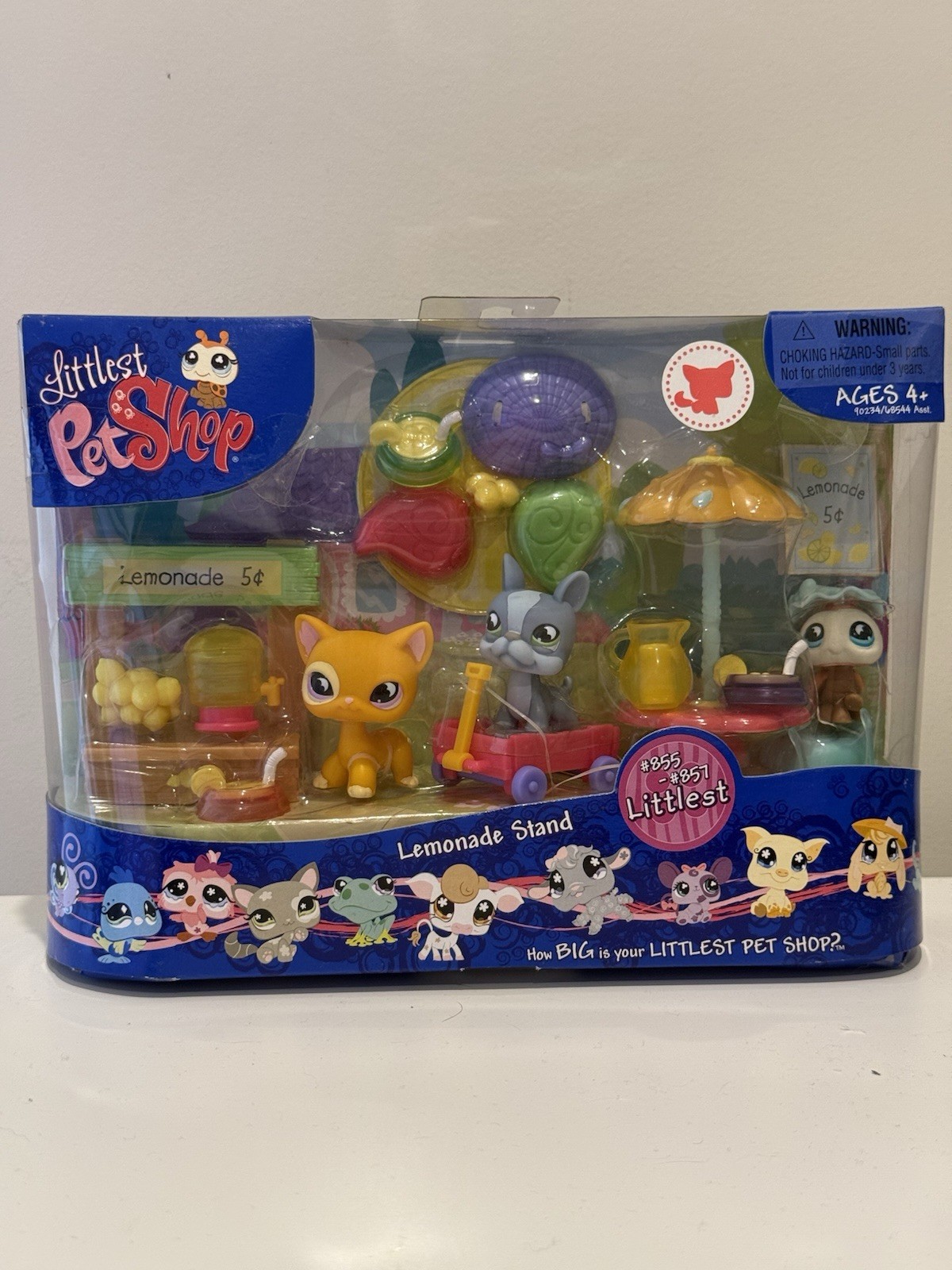 Hasbro G2 Littlest Pet Shop NIB Lemonade Stand Playset Shorthair 855, 856 & 857