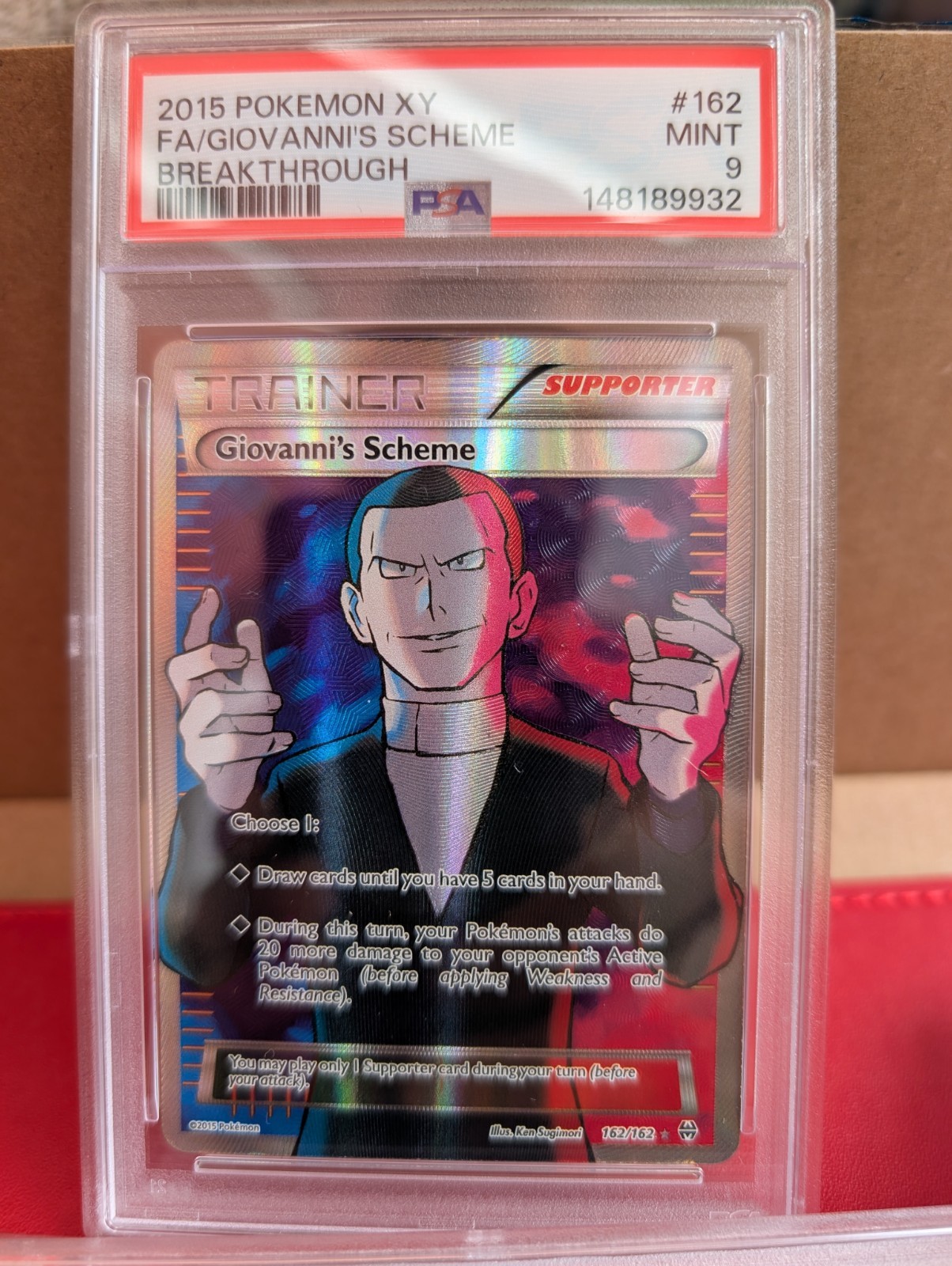 2015 Pokemon XY Breakthrough Giovanni’s Scheme 162/162 Full Art PSA 9 Mint