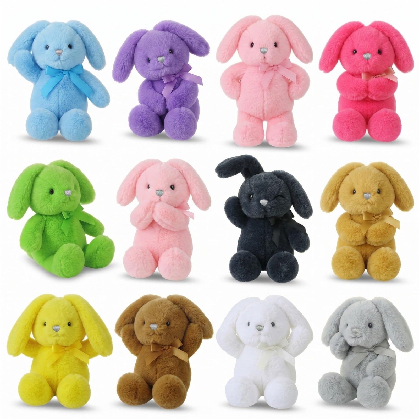 Arrowbash 12 Pcs 13.5 Inch Plush Easter Bunny Stuffed Animal 12 Colors Cute