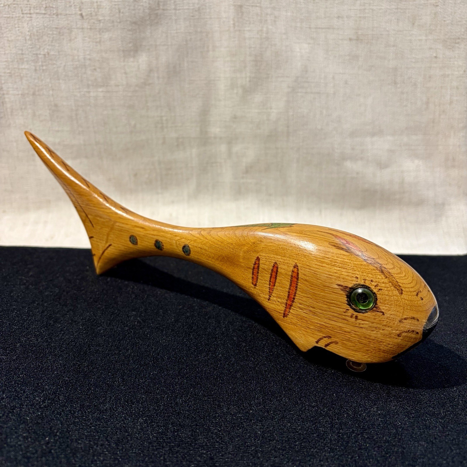 Vintage Bottle Opener Corkscrew Barware Nordic Danish Teakwood Fish 