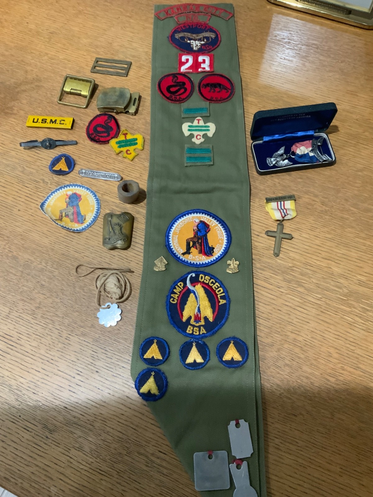 Vintage 1940s/1950s Boy Scout Sash & Awards Eagle Medal & Patch Kansas City, MO.