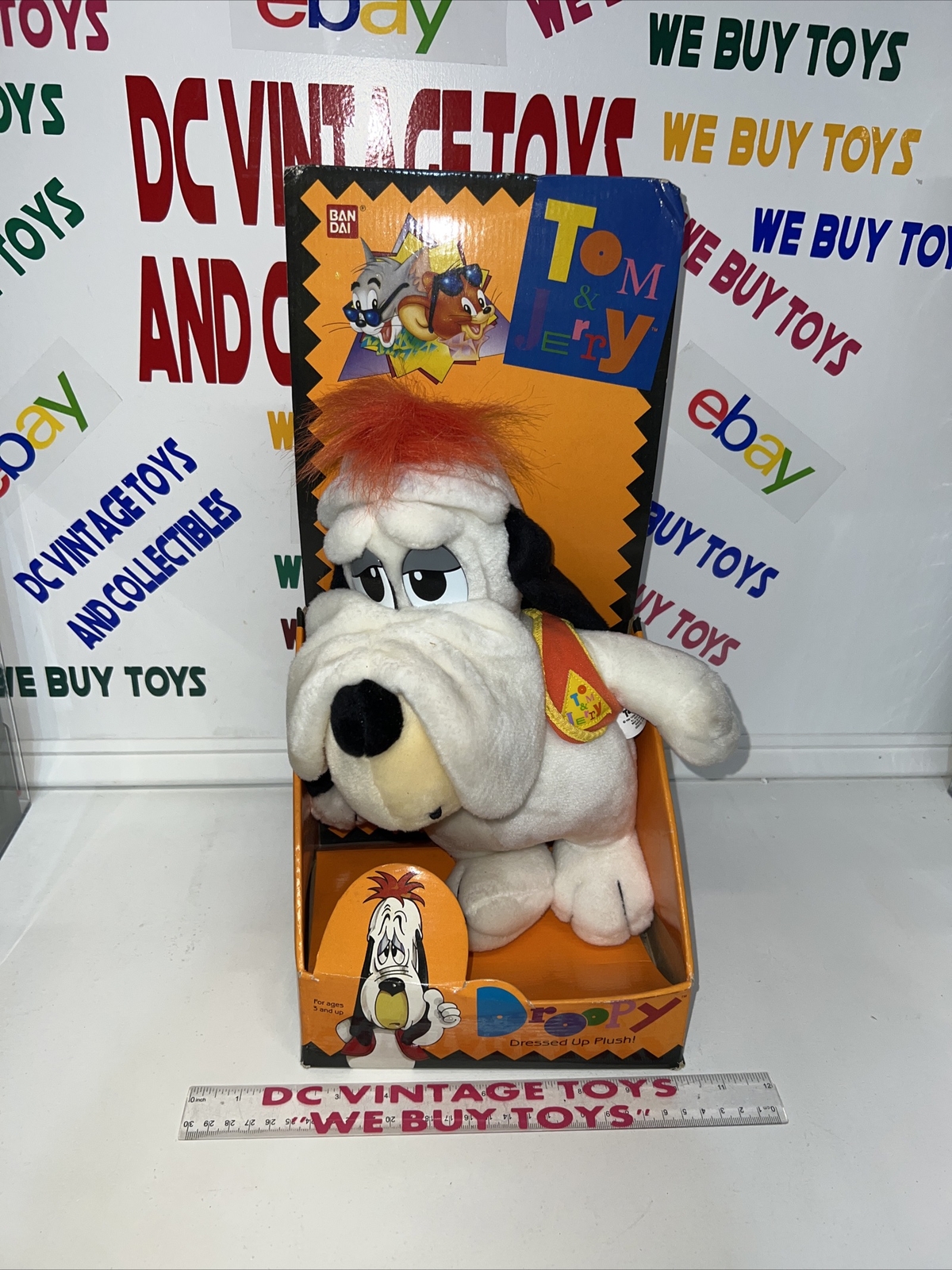 Vintage Droopy Dog Plush Stuffed Animal 1990 Bandai Cartoon Toy Rare Boxed 🔥