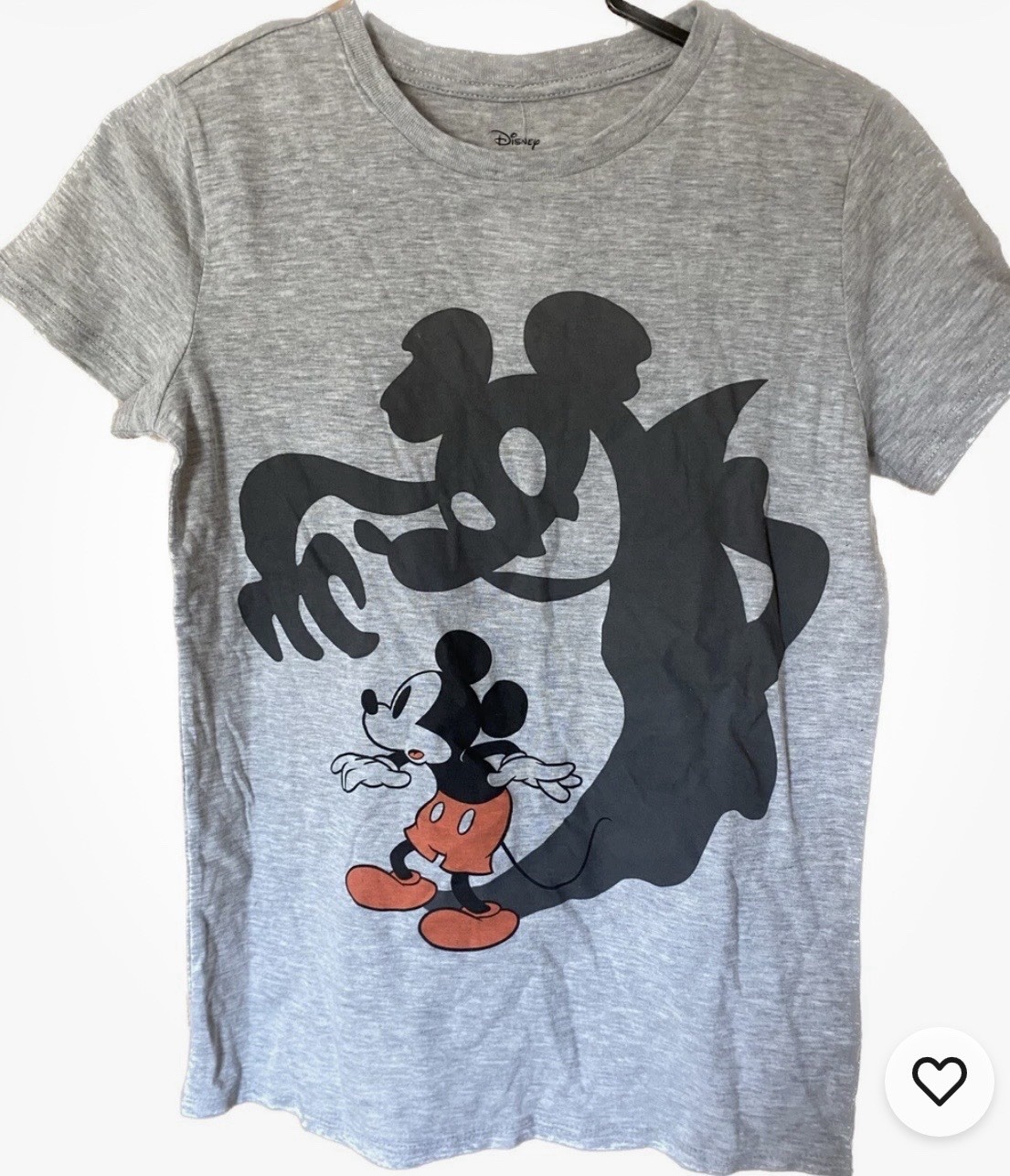 NEW Women's Disney Medium Mickey Mouse Very Scary Shadow Gray Halloween T-Shirt