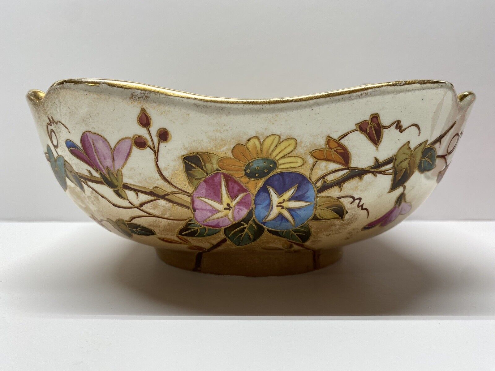 Musterschutz Germany Hand Painted Floral & Gilt Gold 2 Qt Serving Bowl BEAUTIFUL