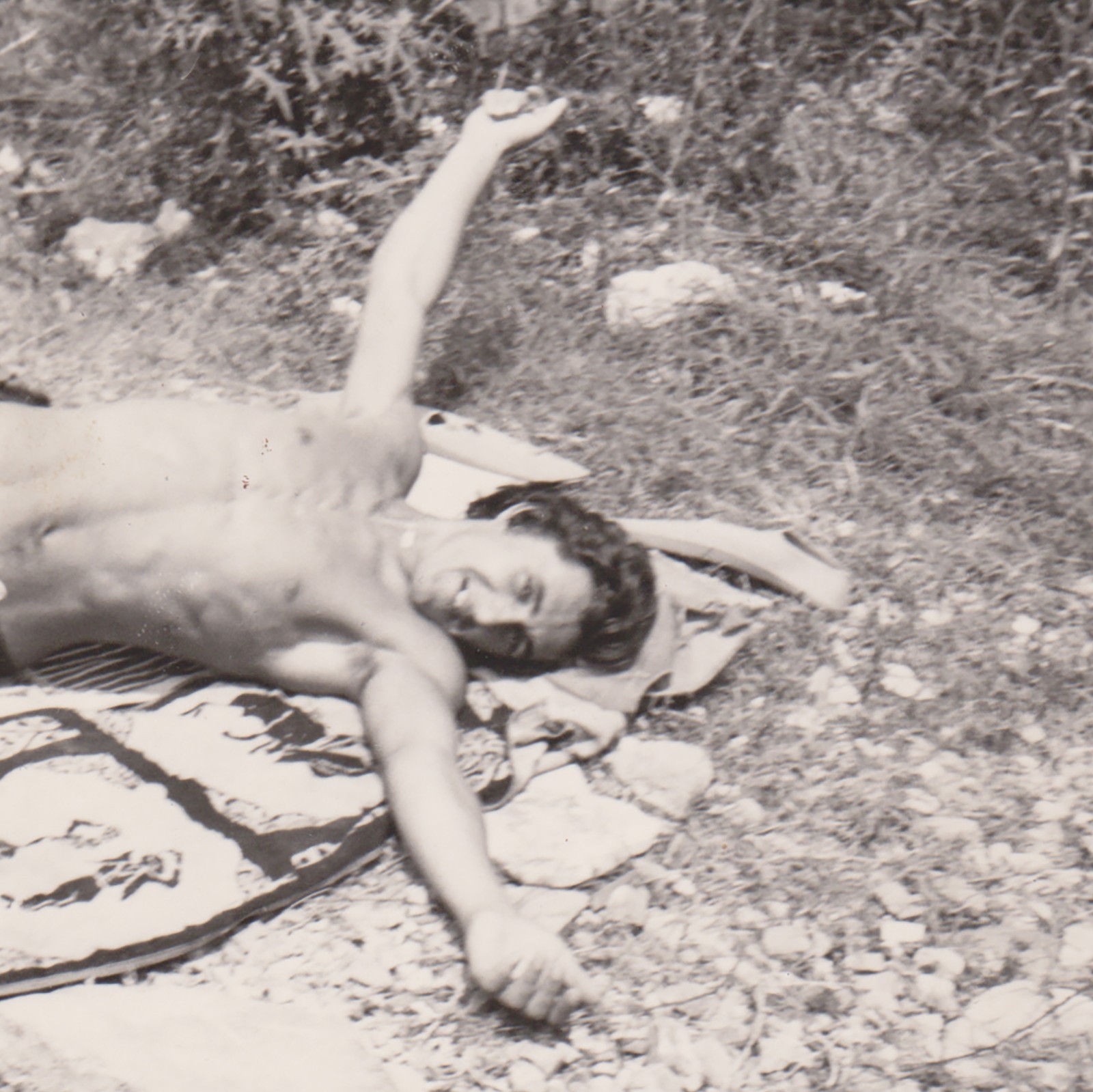 Shirtless Young Man Reclining On Sunny Rocky Shore In Sun Gay Int Vintage Photo Shirtless Young Man Reclining On Sunny Rocky Shore In Sun Gay Int Vintage Photo