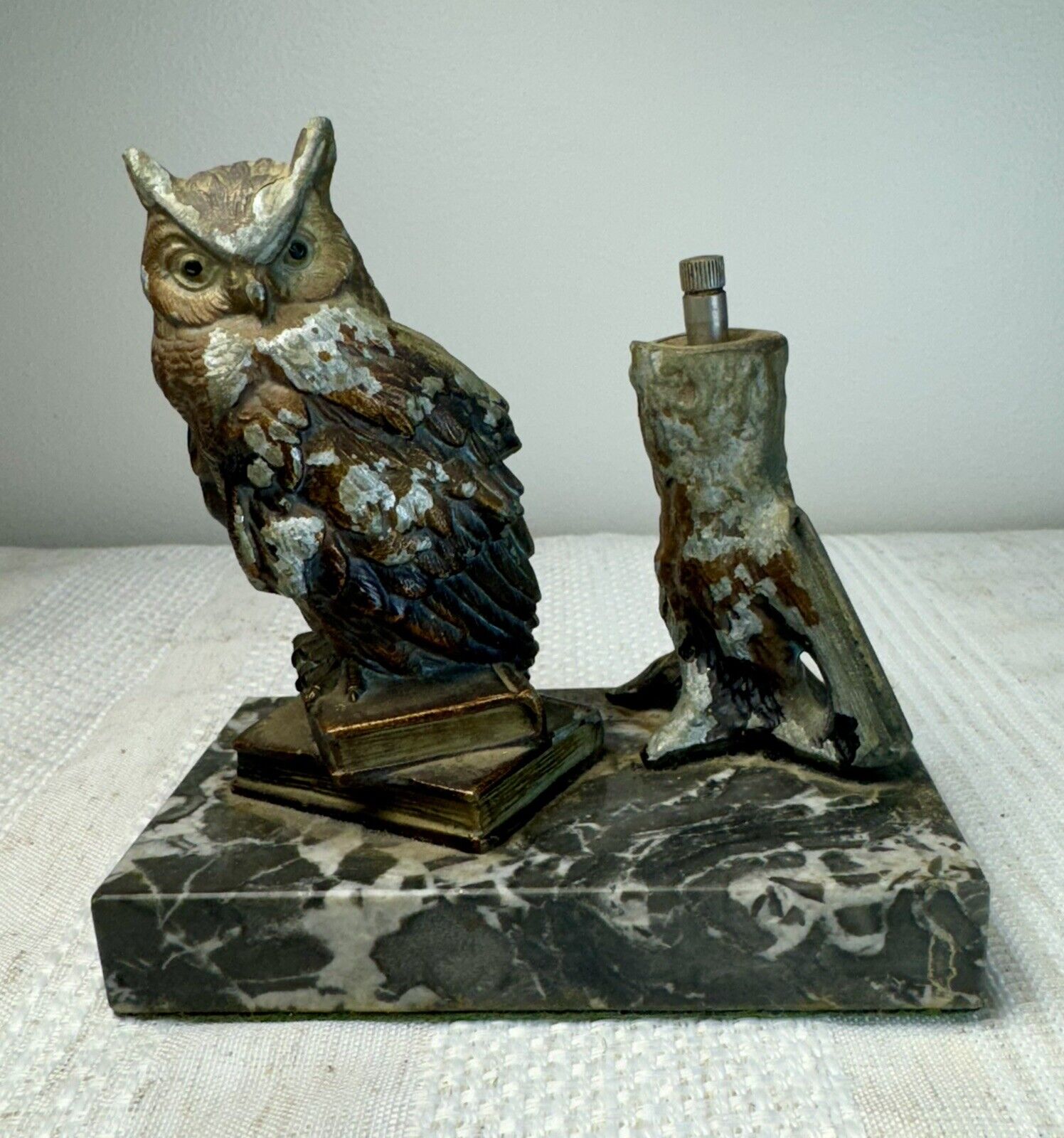 Antique Owl cigar Striker Lighter in the style of Franz Bergmann