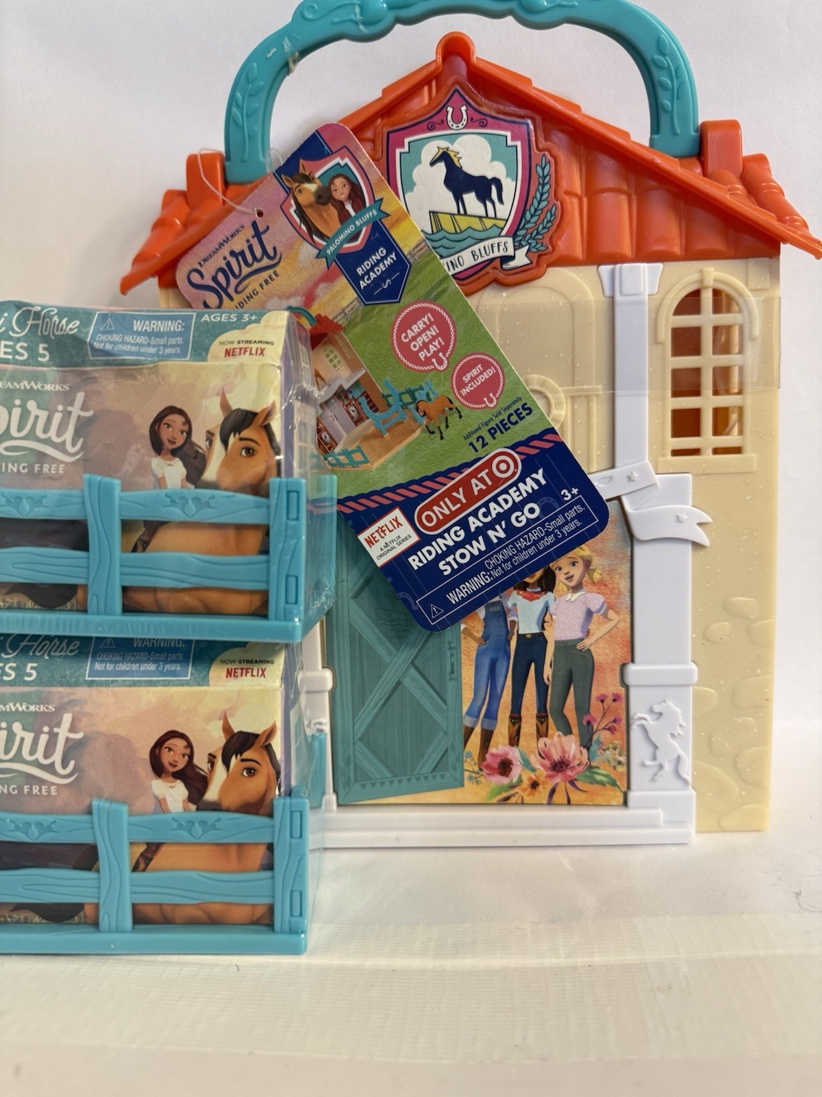 DreamWorks Spirit Riding Free Riding Academy Play Set Case w TWO Blind Boxes New