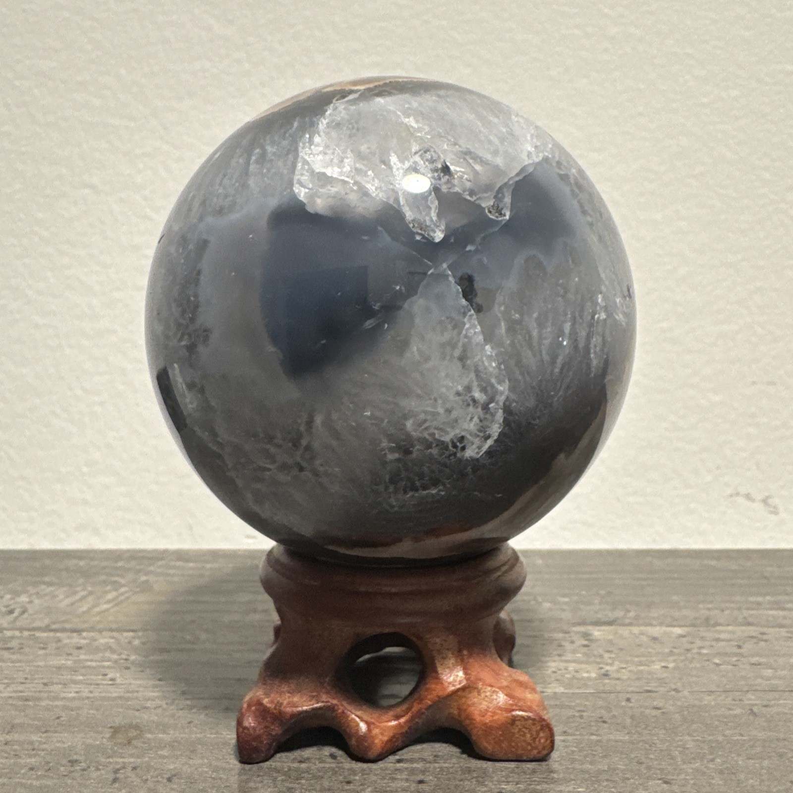 Volcano Agate Crystal Sphere 424 Grams 2.6” UV Reactive