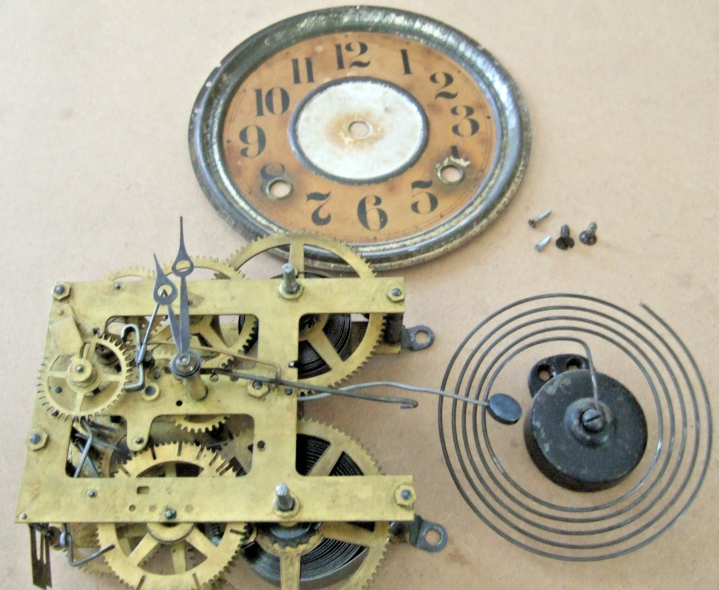 EXTREMELY RARE   1905 INGRAHAM KEUKA CLOCK MOVEMENT - DIAL -GONG  PARTS/REPAIR