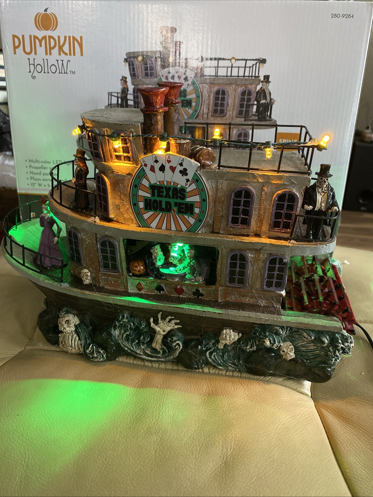 Pumpkin Hallow LED Spooky Texas Hold \'Em Riverboat Tabletop Halloween Village