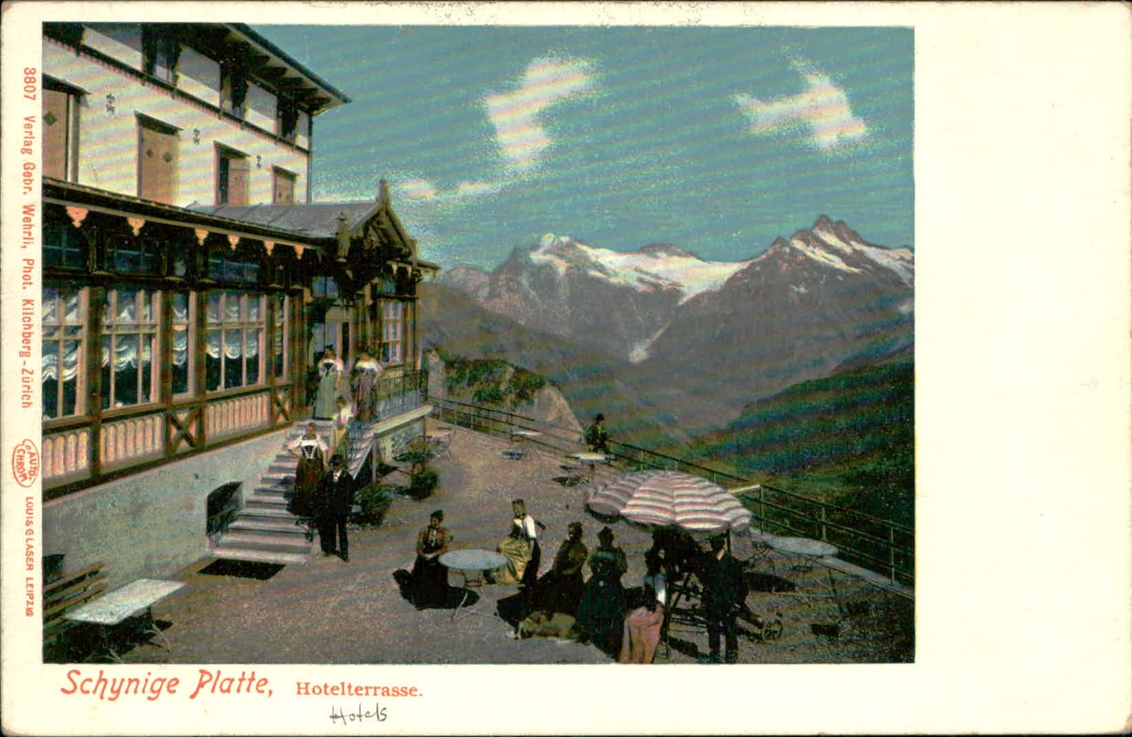 Postcard: Hotel terrace. Hotels Schynige Platte