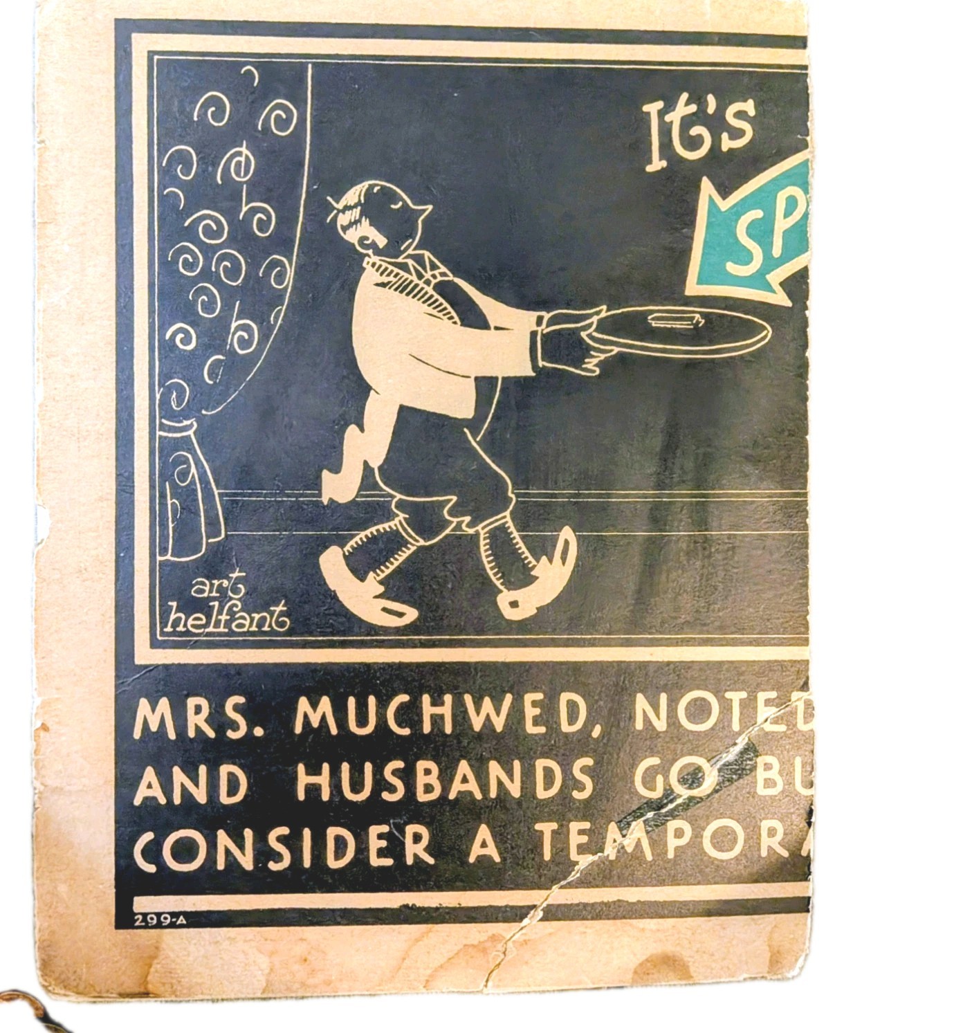 KVintage 1920s Wrigley Spearmint Gum Trolley Sign Panel Art Helfant Logo 298-A