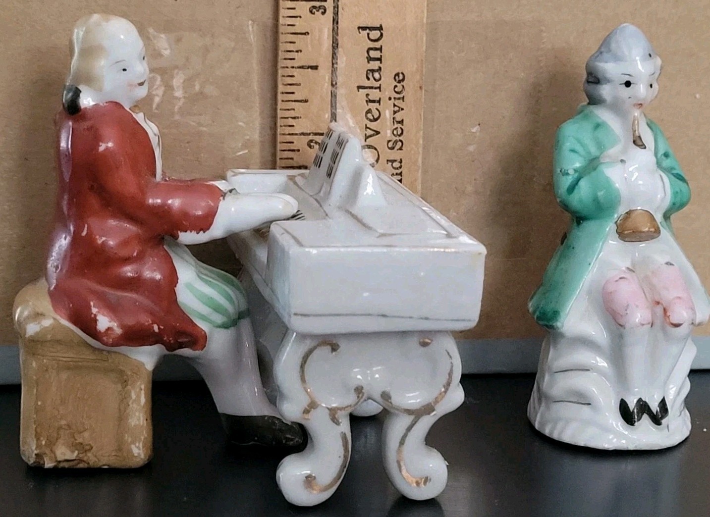 Vintage Two Musicians and A Piano Figurines Made In Occupied JAPAN