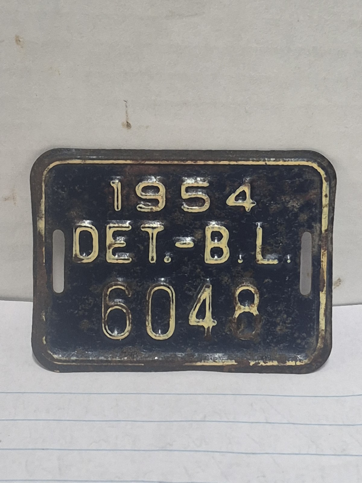 Vintage 1954 Detroit Michigan Bicycle License Plate Schwinn Shelby Colson Murray