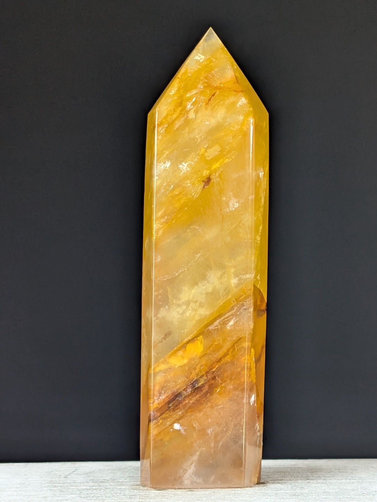 Golden Healer Tower Crystal Point Large Big Gemstone Chakra Reiki