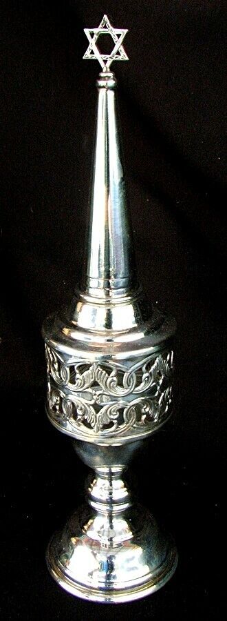 STERLING SILVER SPICE TOWER *JEWISH JUDAICA* STAR of DAVID c.1950'S