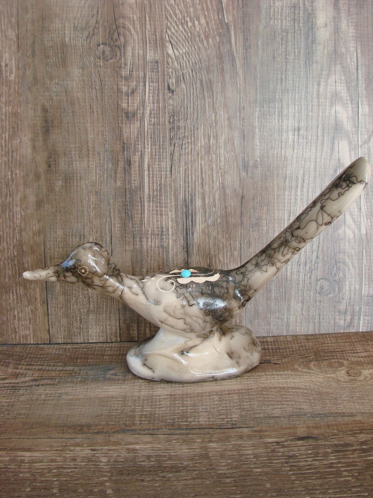 Navajo Pottery Horse Hair Roadrunner Sculpture by Vail