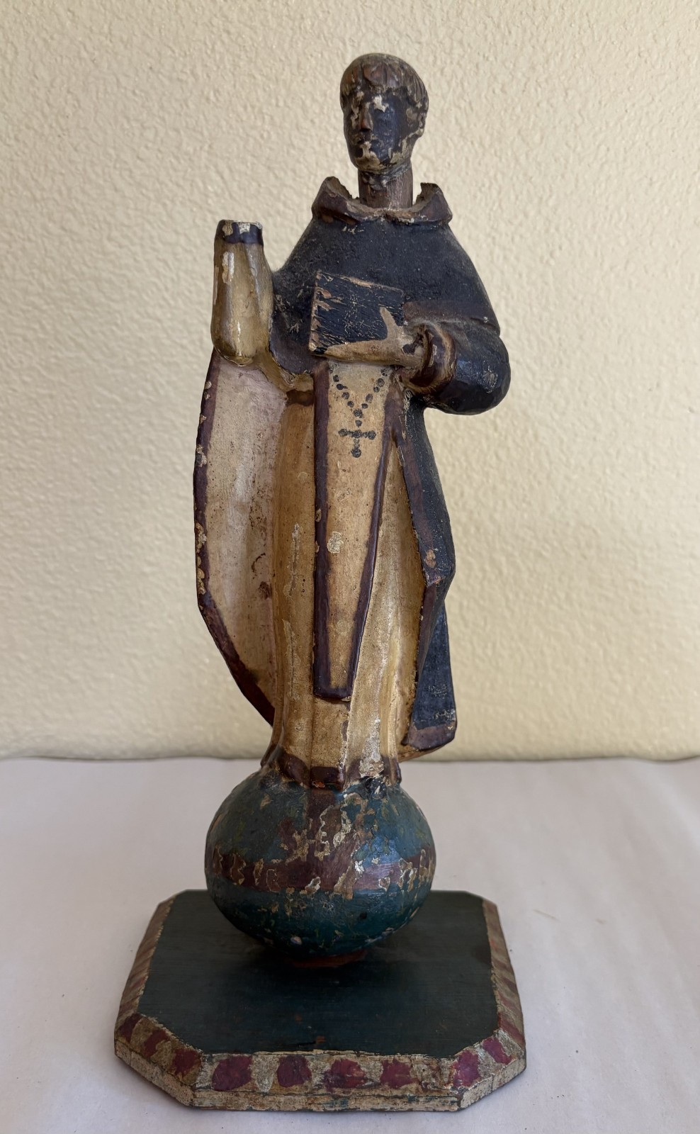 Antique 19th C Wooden Statue/Santos: Saint Vincent Ferrer Antique 19th C Wooden Statue/Santos: Saint Vincent Ferrer