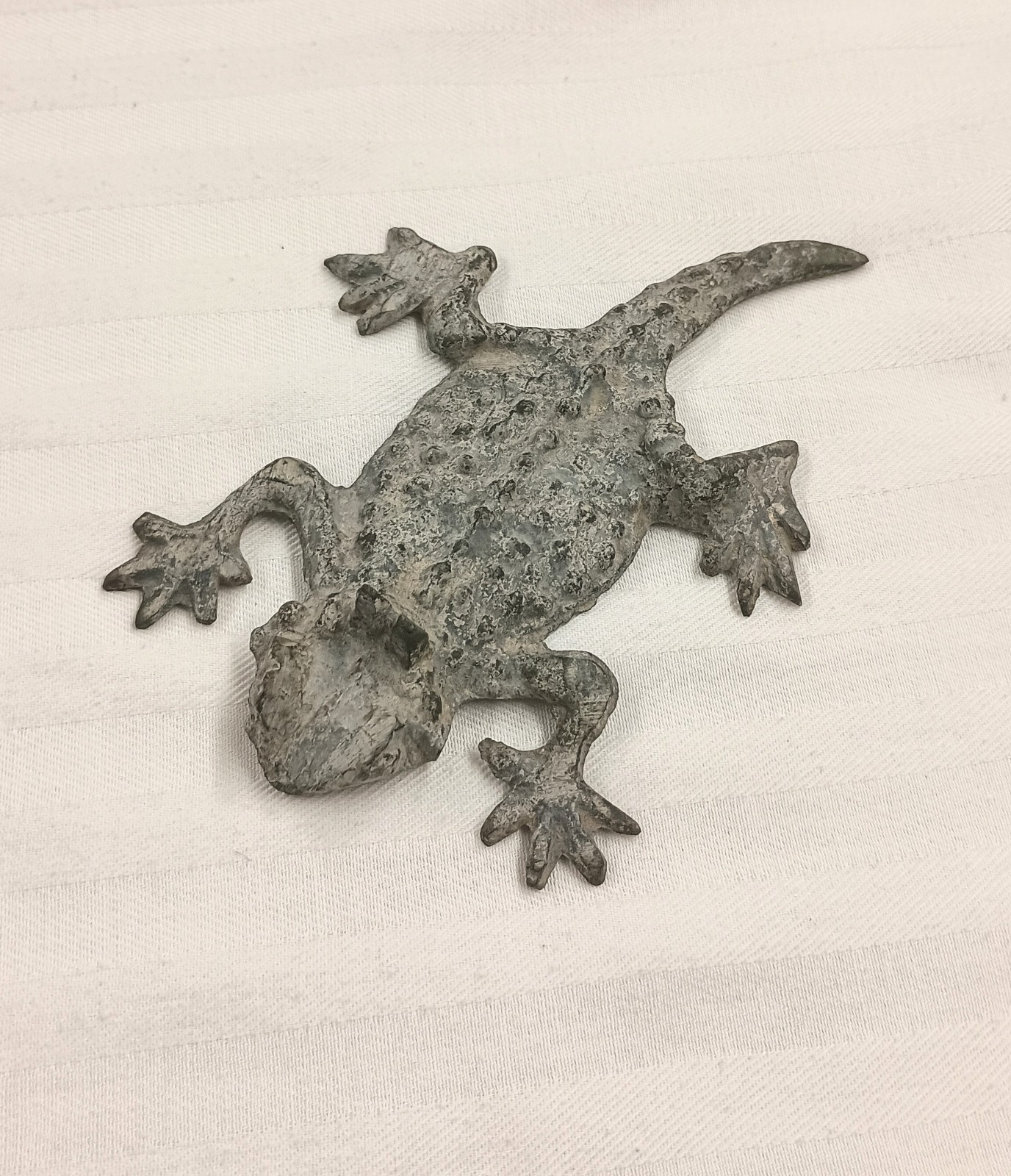 Vtg Cast Metal Horned Horny Toad Lizard Flat Figurine Paperweight 5