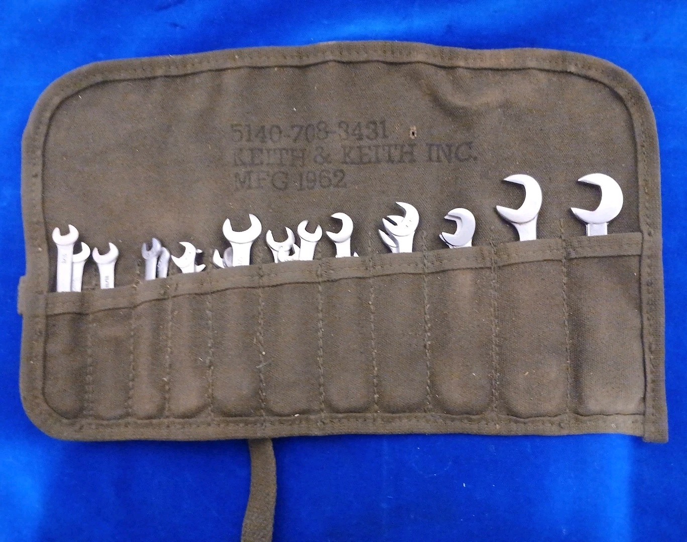 Vintage METEOR Military Open-End Wrench Set w/ Roll Keith & Keith Vintage METEOR Military Open-End Wrench Set w/ Roll Keith & Keith