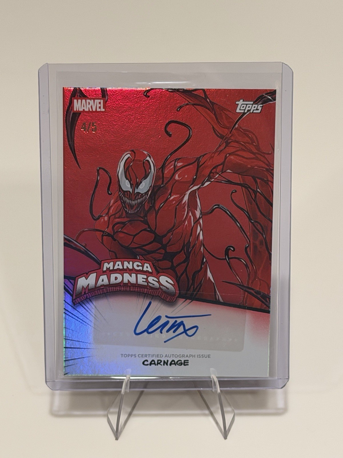 2026 Topps Marvel Neon Carnage Manga Madness Red /5 Leirix Auto