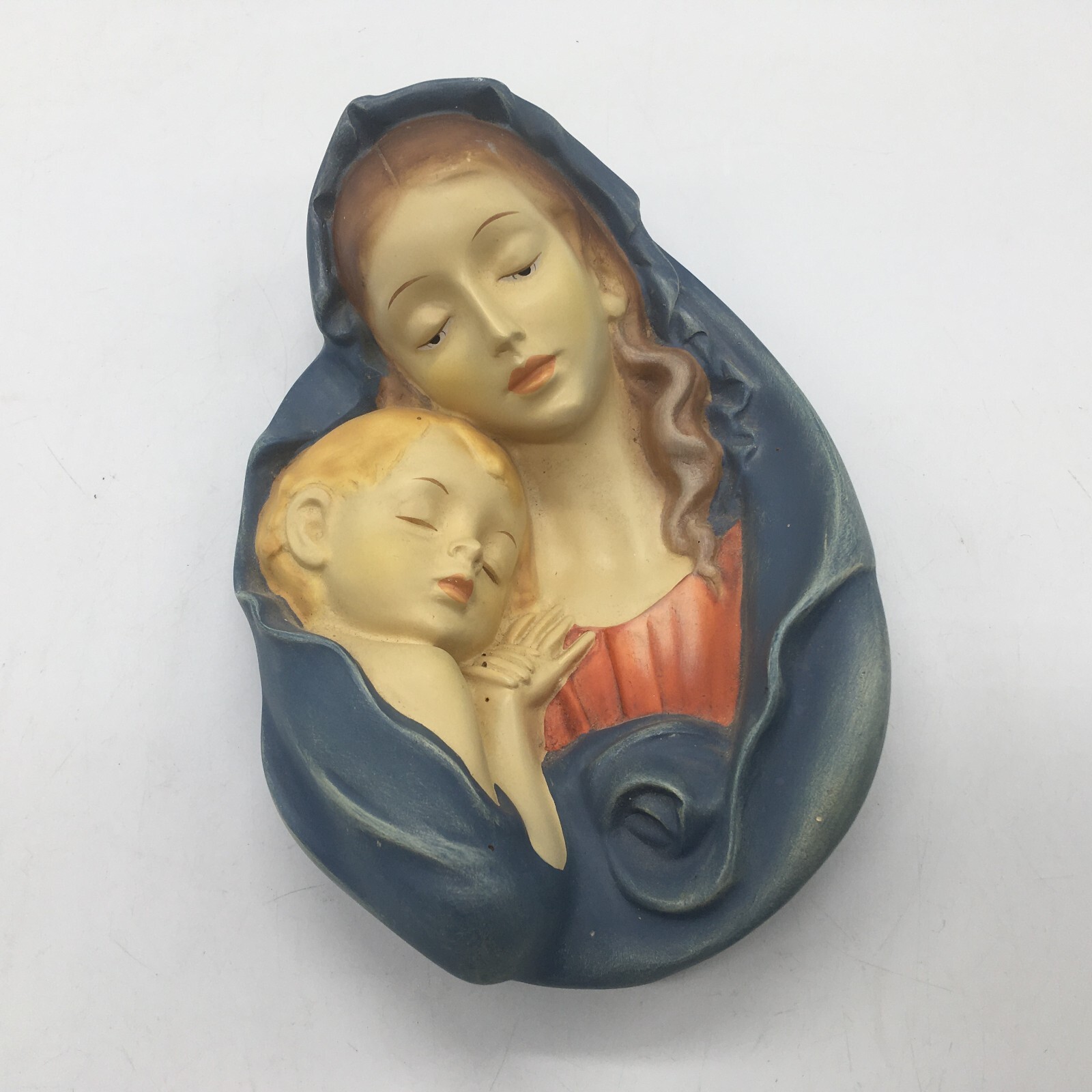 DOLFI Vintage Original Madonna w/ Baby Jesus Wall Hanging Hand Painted-ITALY