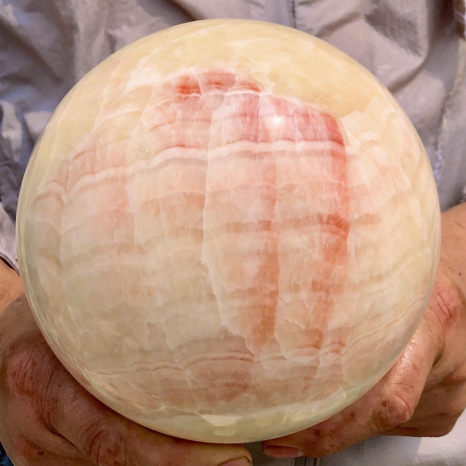 9.54lb Natural Red striped Pork Stone Ruby Ball Quartz Reiki Rock Healing