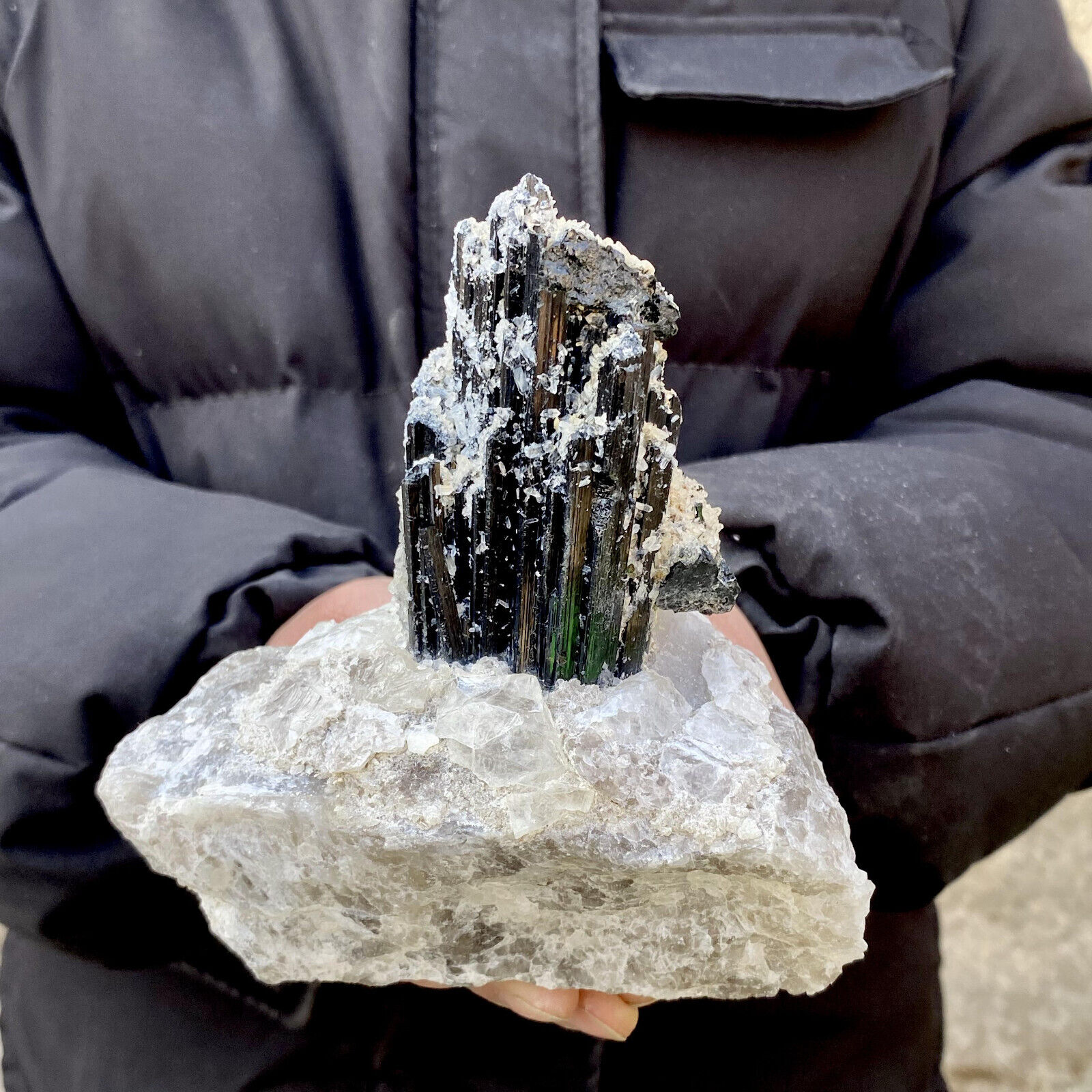 2.3LB Natural black tourmaline Crystal gemstone rough mineral specimen
