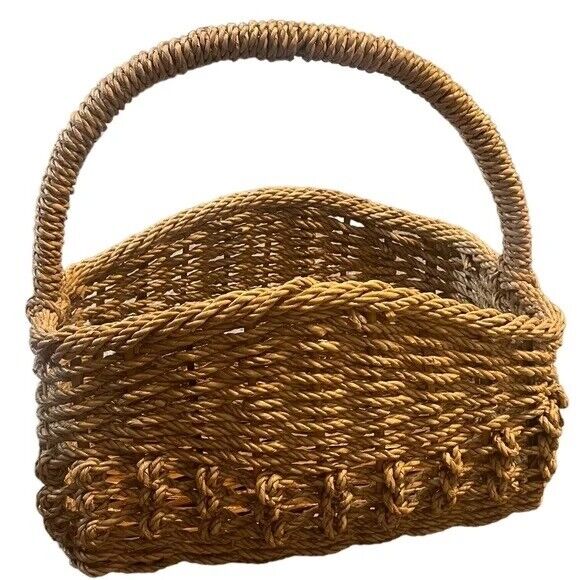 Large Deep Weaved Rope Basket With Handle