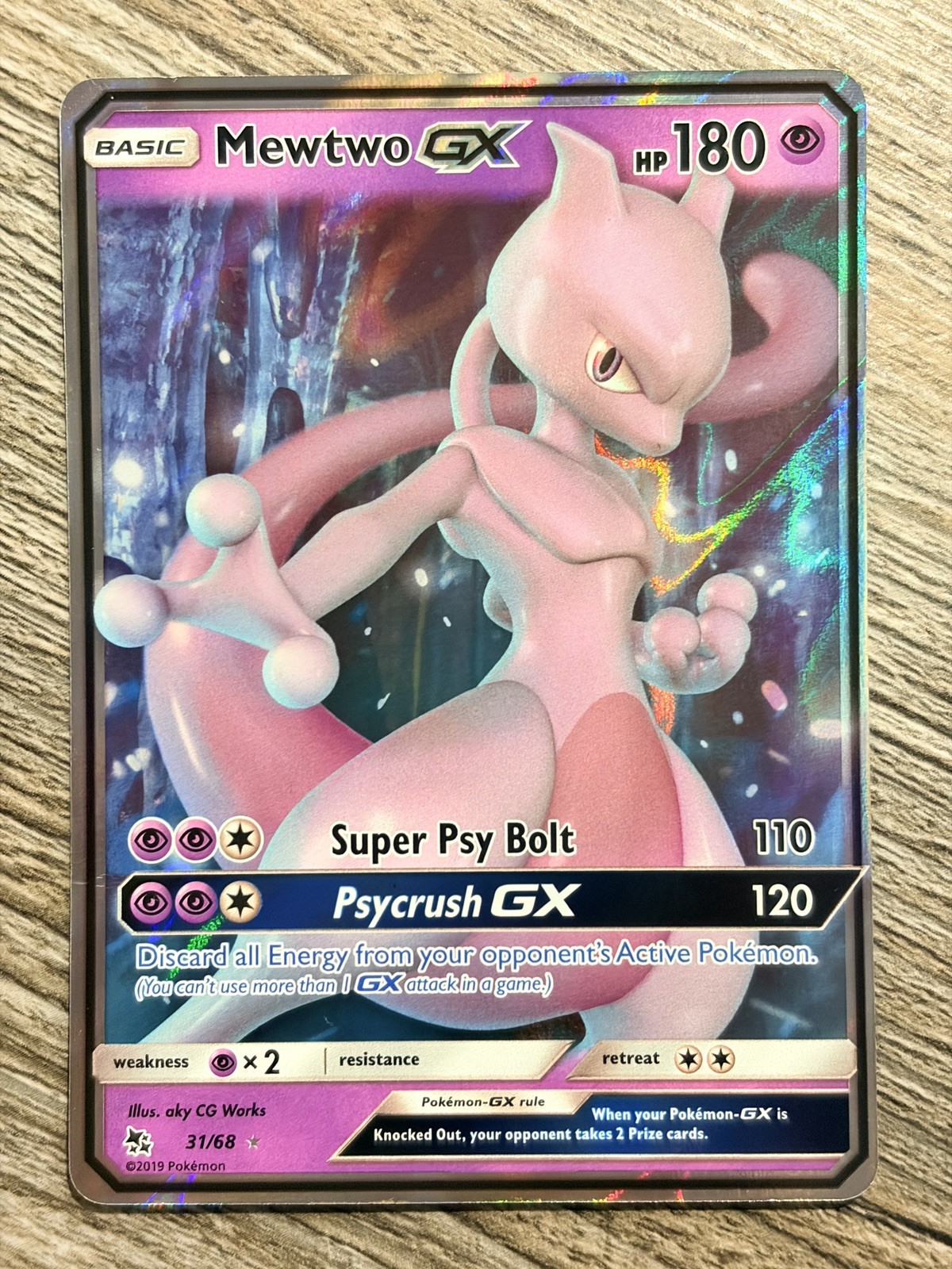 Pokémon TCG Mewtwo GX 31/68 Hidden Fates Ultra Rare Holo English NM