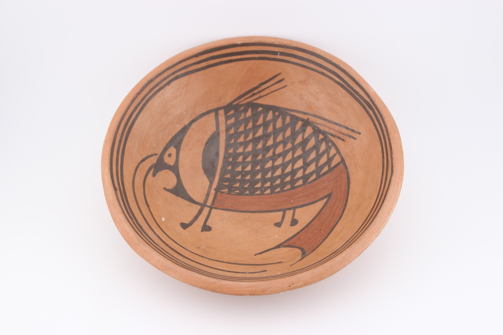 Vintage Hopi Native American polychrome bowl mimbres inspired fish design 6.5\ Vintage Hopi Native American polychrome bowl mimbres inspired fish design 6.5\