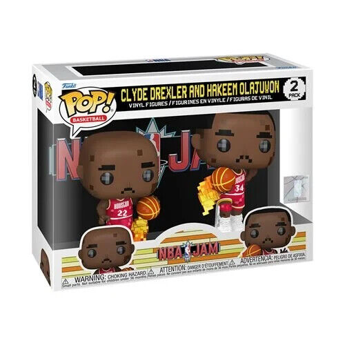 NBA JAM Houston Rockets Drexler and Olajuwon 8-Bit Funko Pop