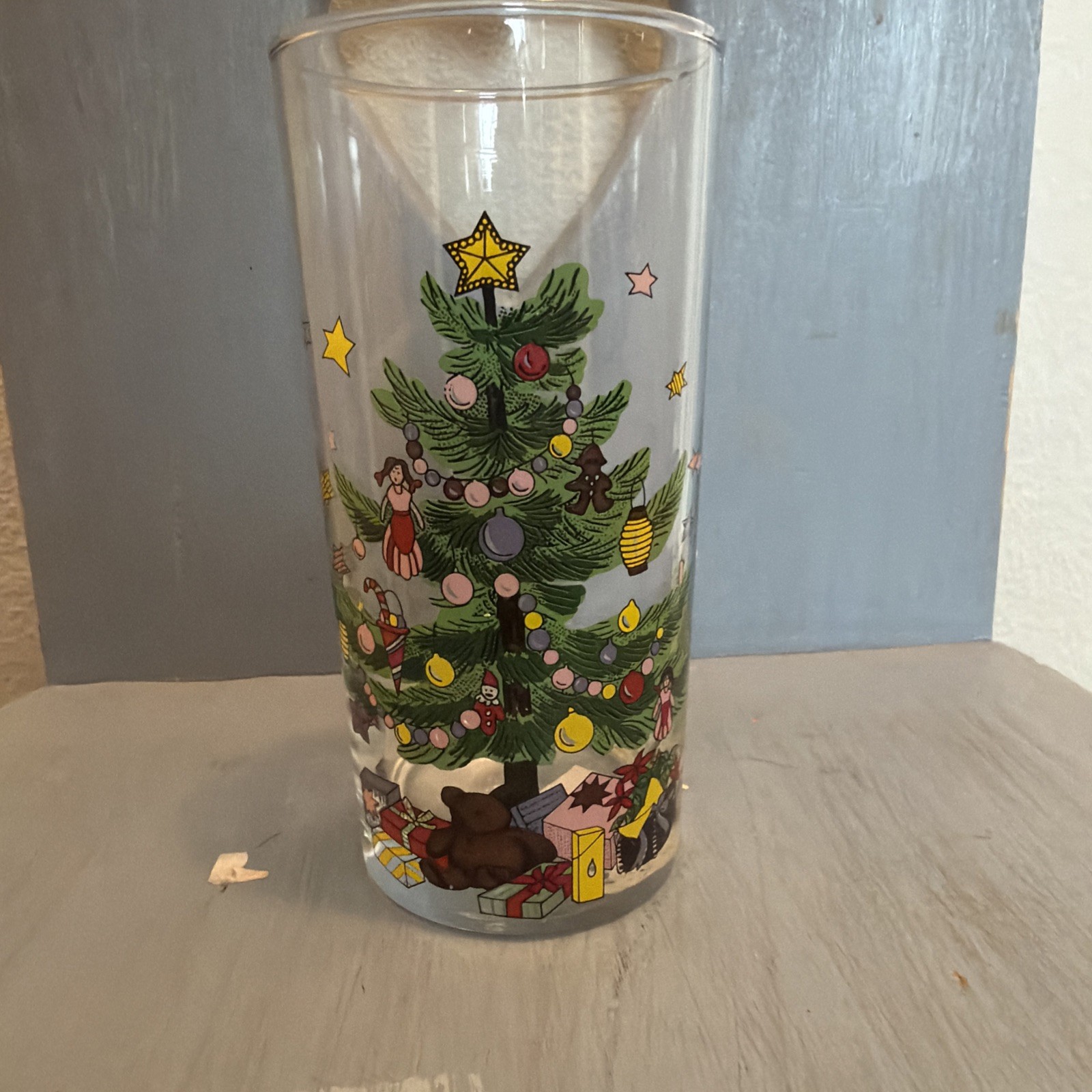 Vintage Nikki “Happy Holidays” Christmas Tree Highball Glass Tumbler One Cup
