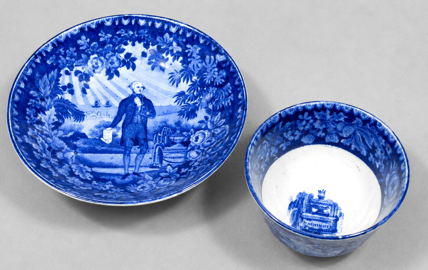 Enoch Wood & Sons Washington at Tomb Cup & Bowl Staffordshire Transferware c1825