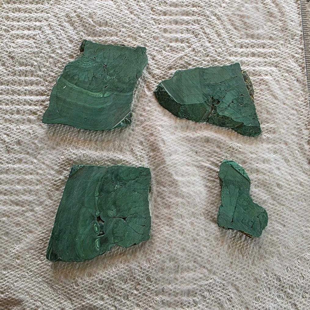 Lot 4 Unpolished Malachite Pieces from Utah