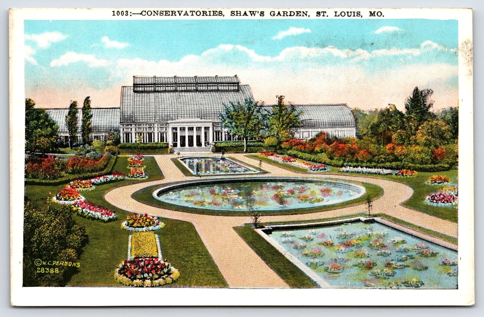 St. Louis Missouri MO Shaw's Garden Conservatories Flowers Vintage Postcard