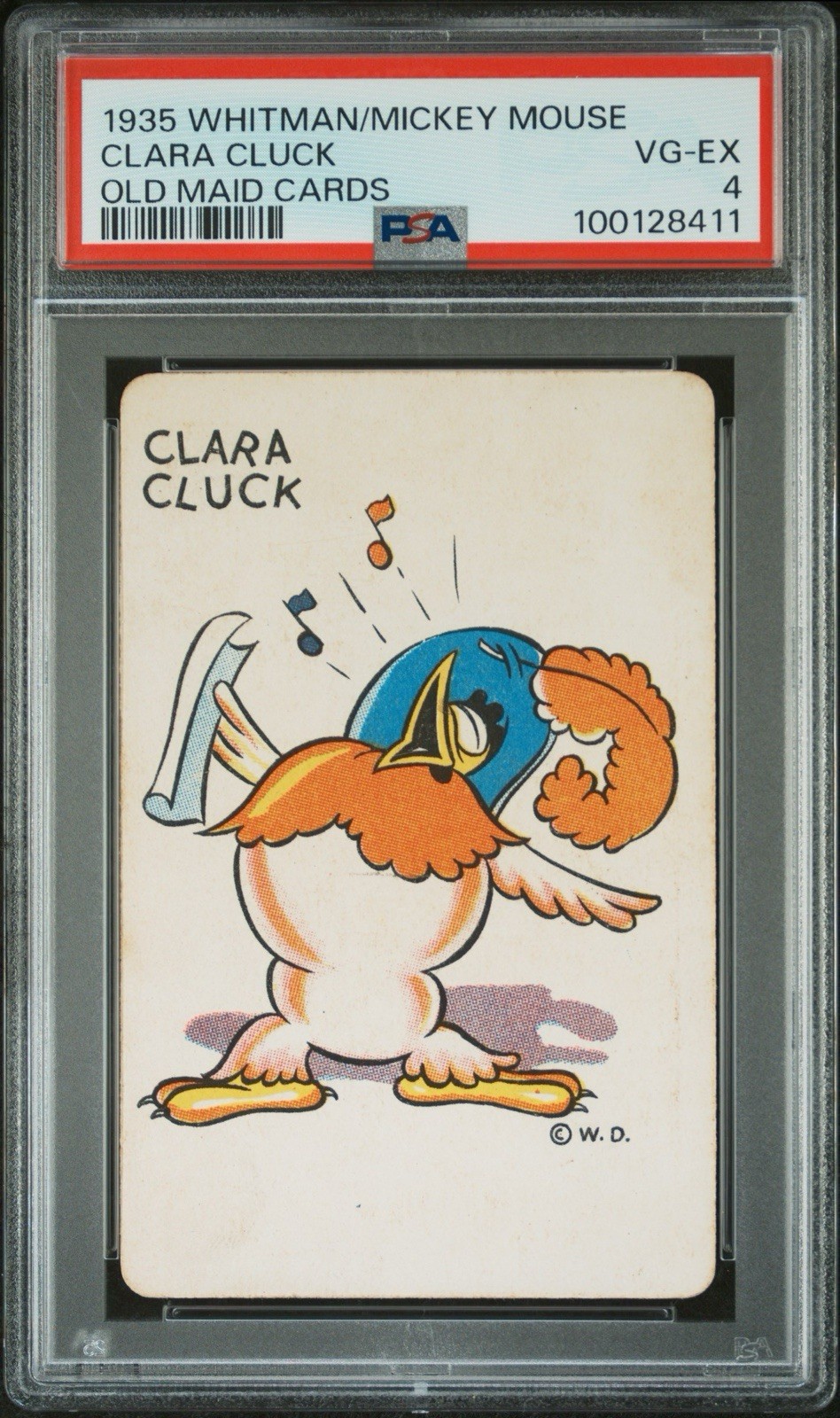Disney 1935 Whitman MICKEY MOUSE - CLARA CLUCK Old Maid PSA Graded Card