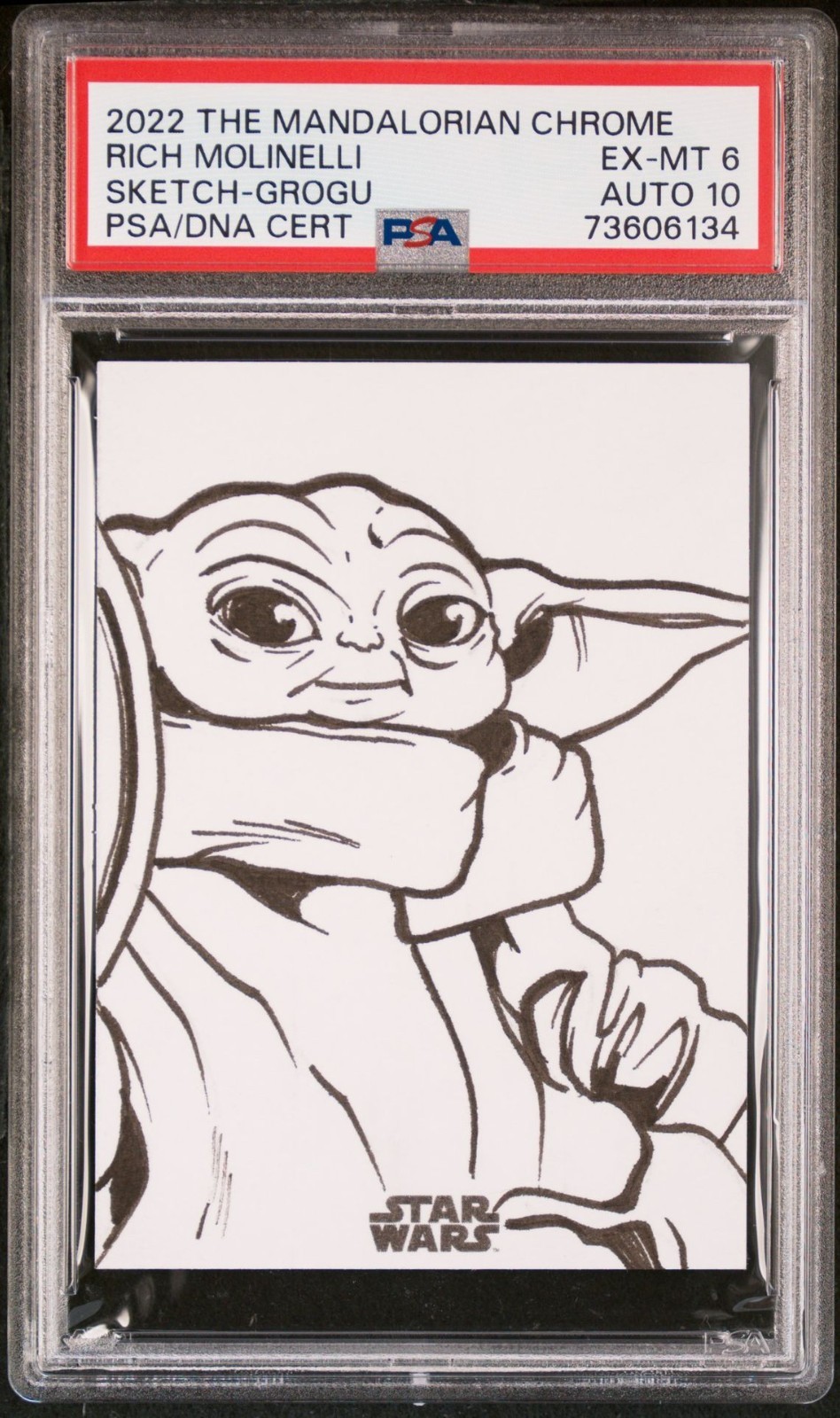 2022 Topps Chrome Star Wars: Mandalorian Sketch Card Auto: Grogu PSA  6, 1 of 1.