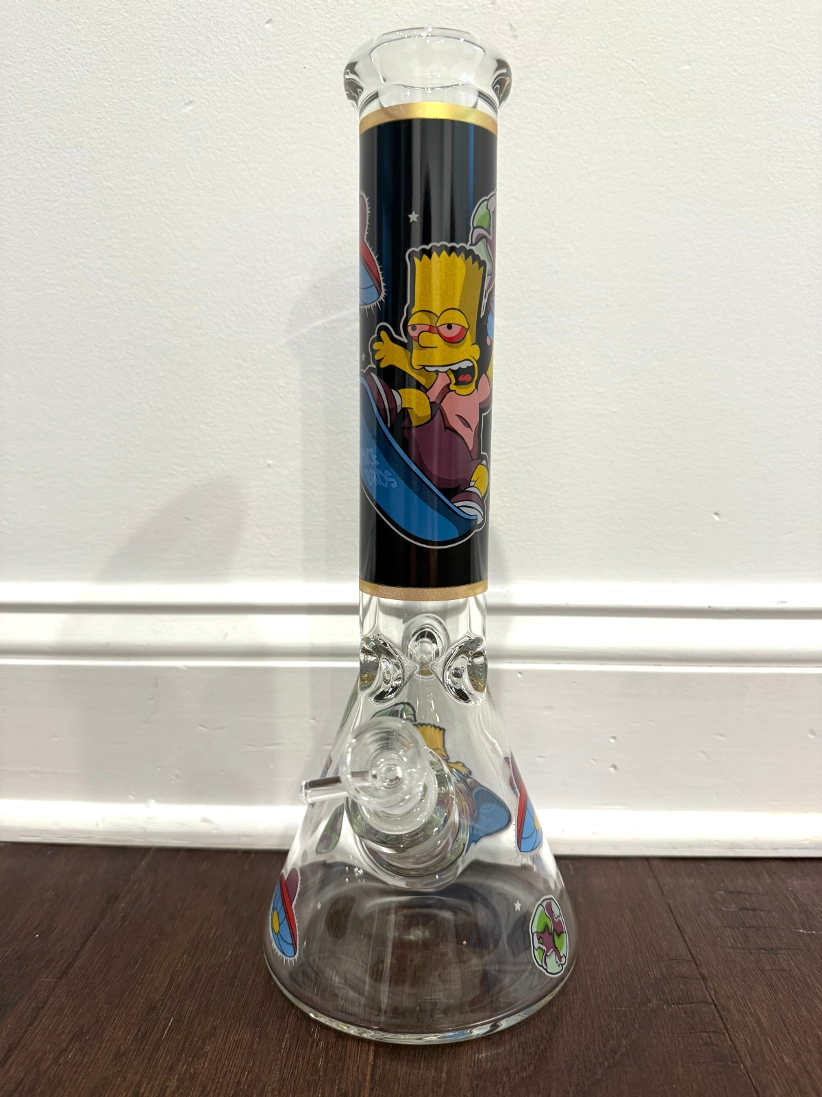14” Thick Glass Water Hookah Glow in Dark Bart Simpson Space Skateboarding 14mm