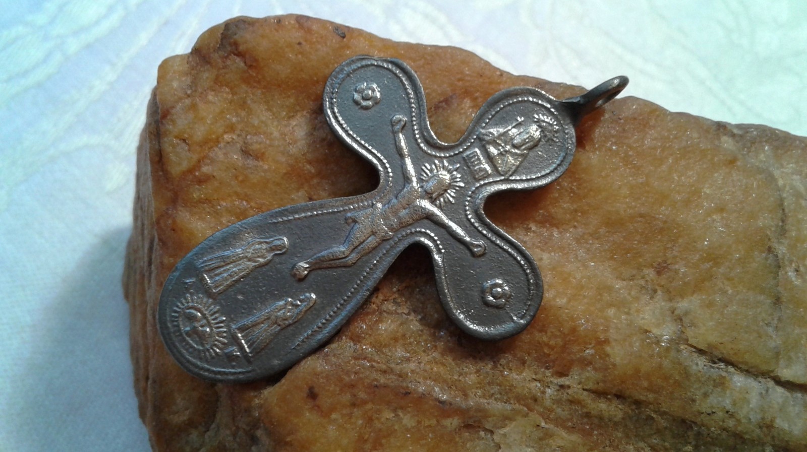 ANTIQUE c.1890s-1910s POLISH CATHOLIC CRUCIFIX 1 7/8