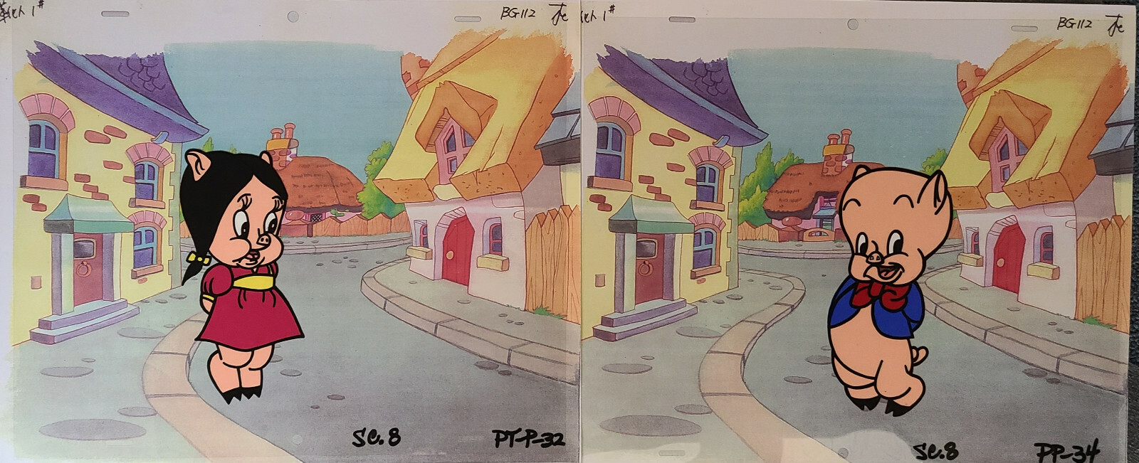 Warner Brothers Porky and Petunia Pig Original Production Cels