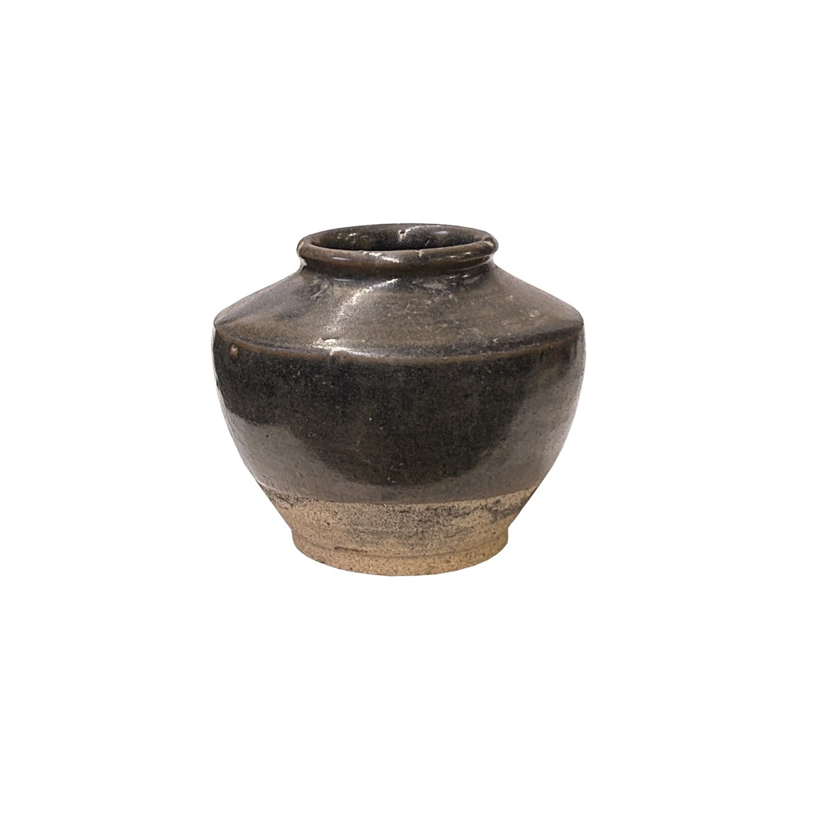 Vintage Earthy Dark Brown Village Rural Pottery Ceramic Pot Vase JK217