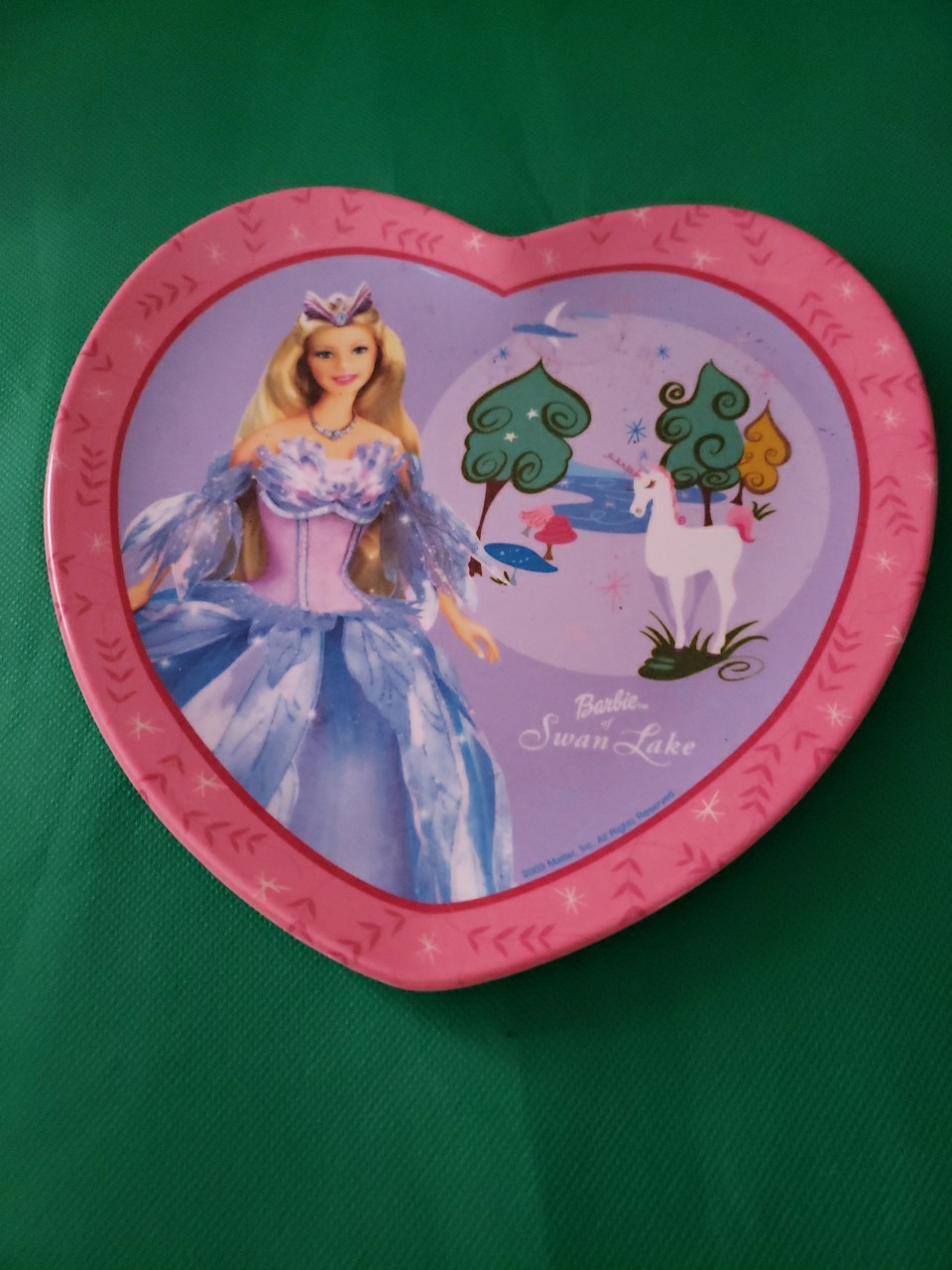 2003 Barbie Of Swan Lake Heart Shaped Tin Plate Vintage Y2K Barbie  Memorabilia