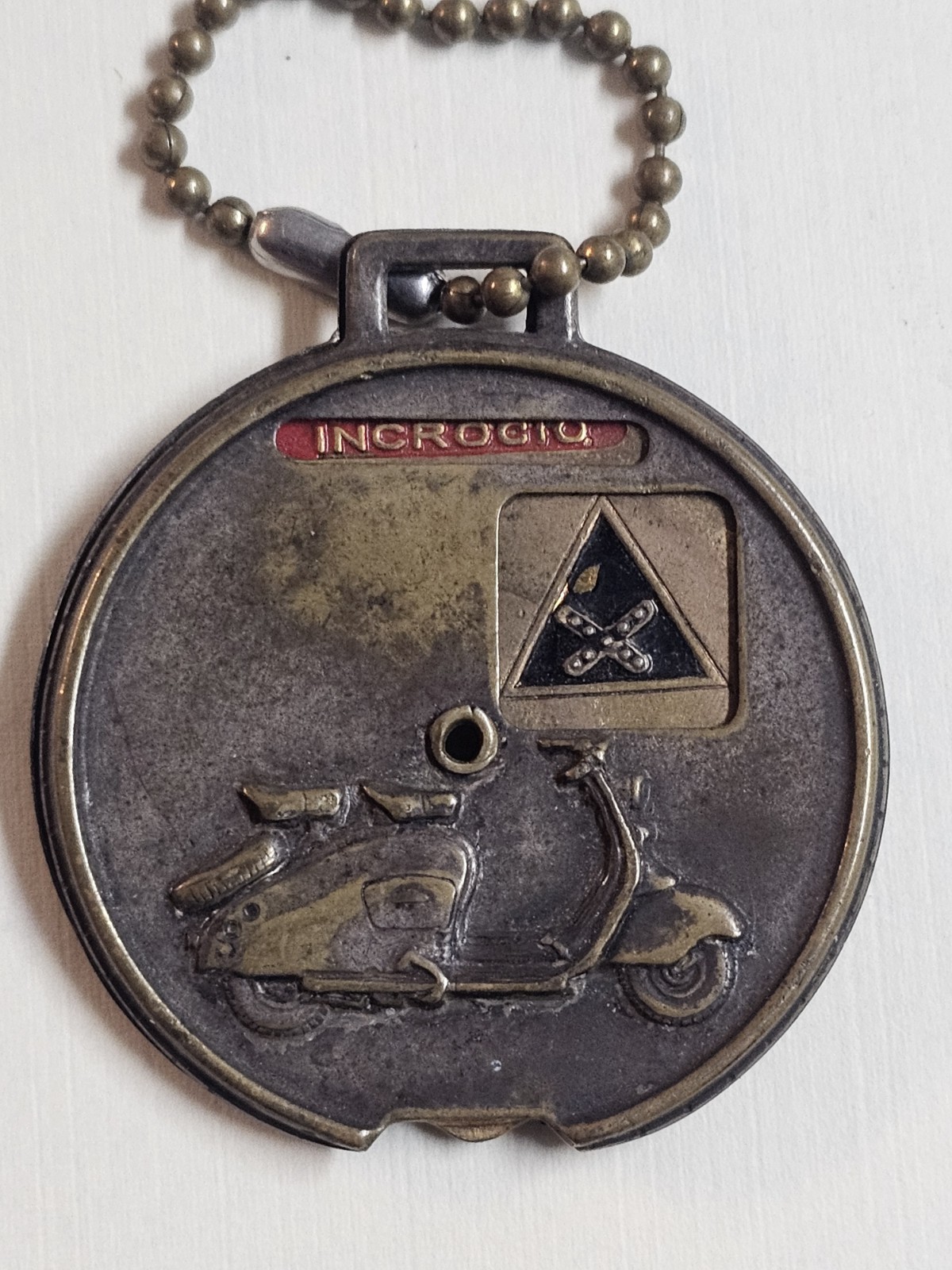 1950's Italian Rotating Dial Traffic Sign Identification Vespa Scooter Keychain