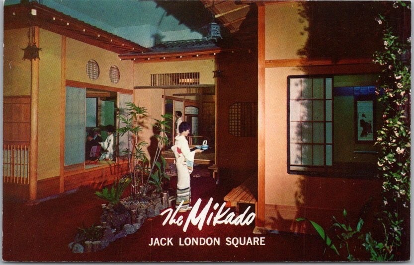 1960s OAKLAND, Calif. Postcard THE MIKADO JAPANESE RESTAURANT Jack London Square