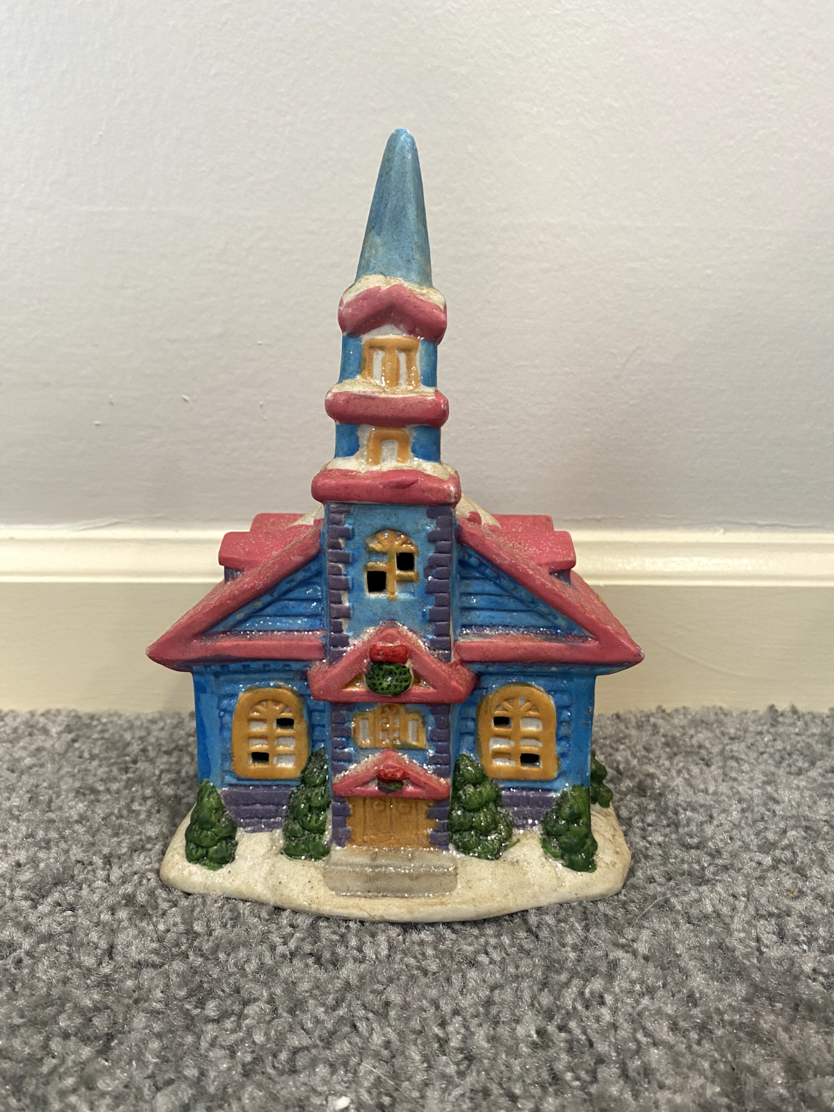 Handcrafted Vintage Sparkly Christmas Village Chruch
