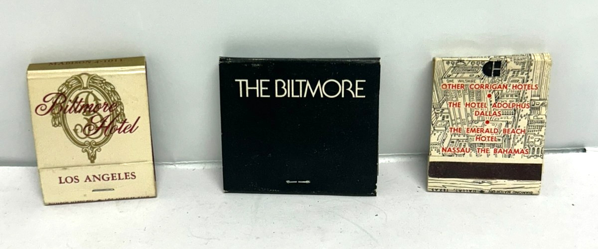 Lot of 3 Vintage The Biltmore Hotel Los Angeles Matchbook Unstruck Mint