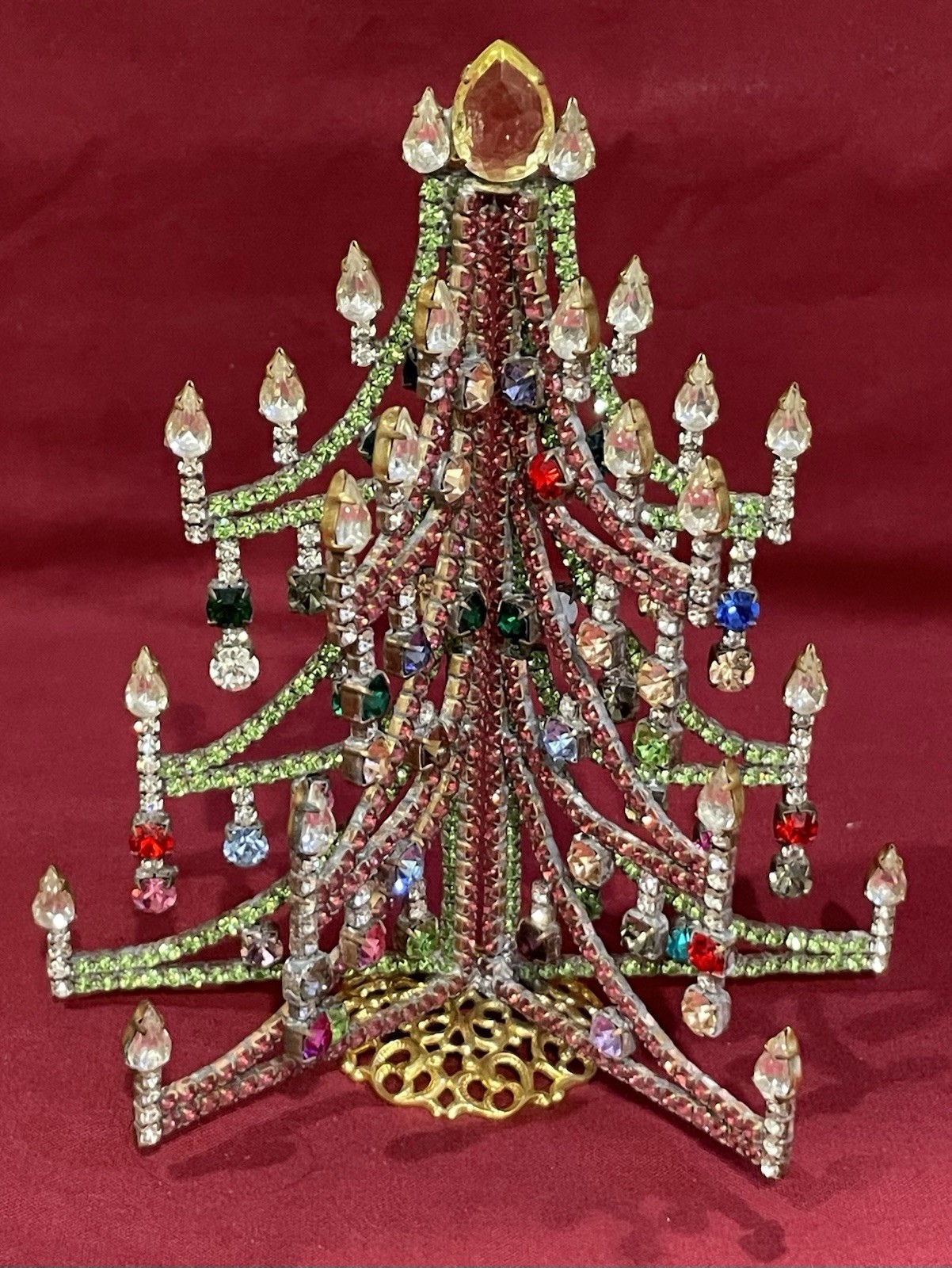 Large Rare 3D Czech Handcrafted Rhinestone Christmas Tree Vintage Large Rare 3D Czech Handcrafted Rhinestone Christmas Tree Vintage