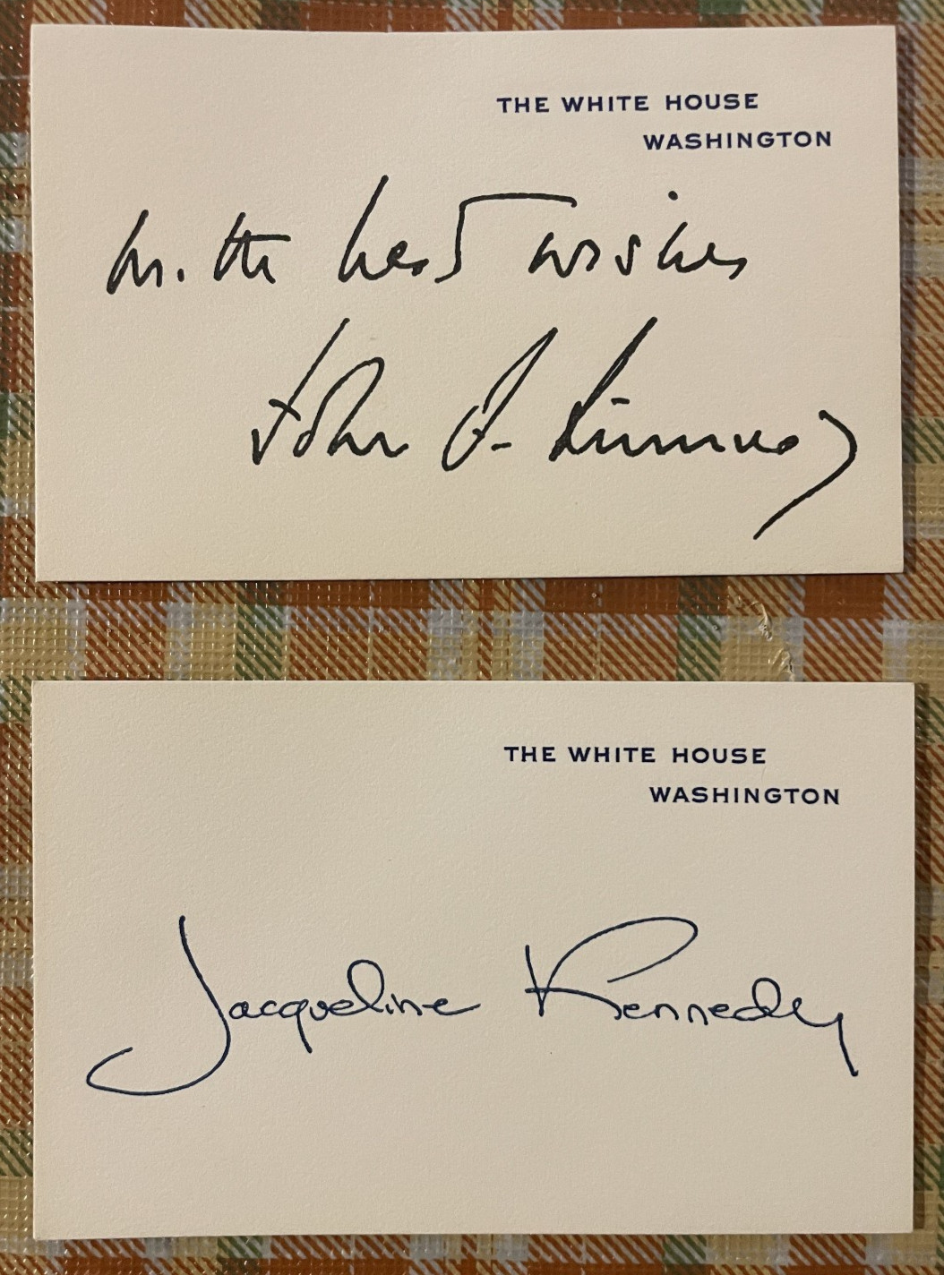 Vintage White House Calling Cards President John F.  & Jacqueline Kennedy Pair