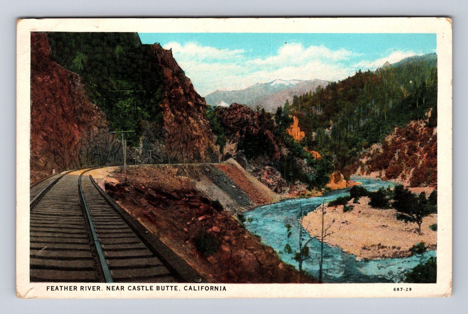 Castle Butte CA-California, Feather River, Railroad, Antique Vintage Postcard
